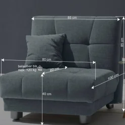Wohnen Sofas|Sofa*Sessel mit Schlaffunktion in Petrol & Alu - Samuele