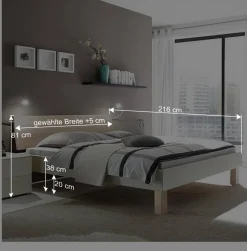 Wohnen Set Bettgestell mit Nachtkommoden - Gregoriano (dreiteilig)