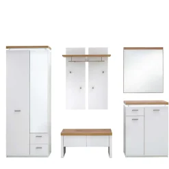 Wohnen Set Dielen Möbel Kombi mit LED - Nusenia (fünfteilig)