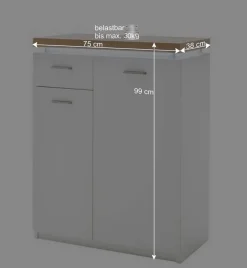 Wohnen Set Dielen Möbel Kombi mit LED - Nusenia (fünfteilig)