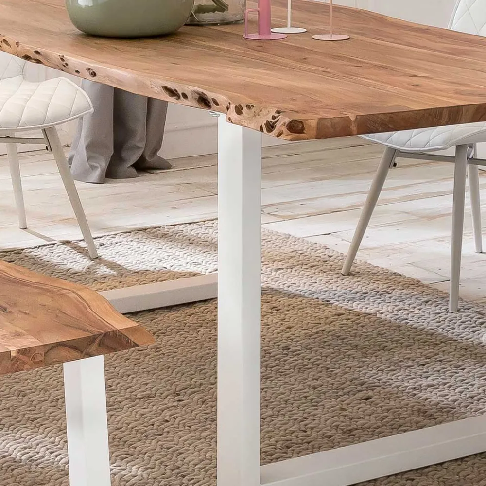 Wohnen Set Esstisch mit Bank aus Akazie - Oking (zweiteilig)