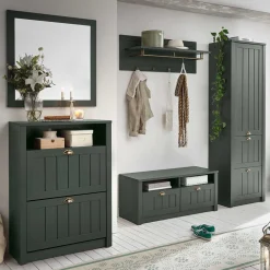 Wohnen Garderoben|Garderoben*Set Flur Einrichtung in Dunkelgrün - Niestov (fünfteilig)