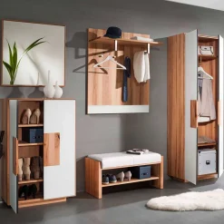 Wohnen Set Flurmöbel in Weiß Kernbuche - Mandrey (fünfteilig)