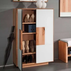 Wohnen Set Flurmöbel in Weiß Kernbuche - Mandrey (fünfteilig)