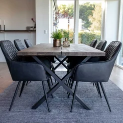 Wohnen Sitzgruppe|Küchen-Essgruppen*Set Loft X-Fuß Tisch & Tischsessel - Ghaz (siebenteilig)