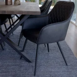 Wohnen Sitzgruppe|Küchen-Essgruppen*Set Loft X-Fuß Tisch & Tischsessel - Ghaz (siebenteilig)