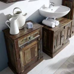 Wohnen Shabby Chic Möbel*Shabby Badmöbel aus Recyclingholz - Jamaica (fünfteilig)