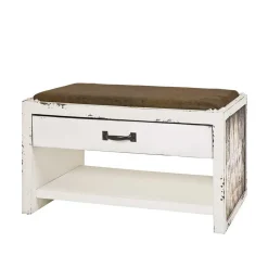 Wohnen Shabby Chic Bank in Weiß & Braun - Beat