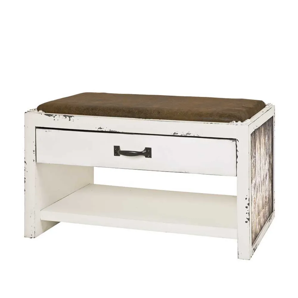 Wohnen Shabby Chic Bank in Weiß & Braun - Beat