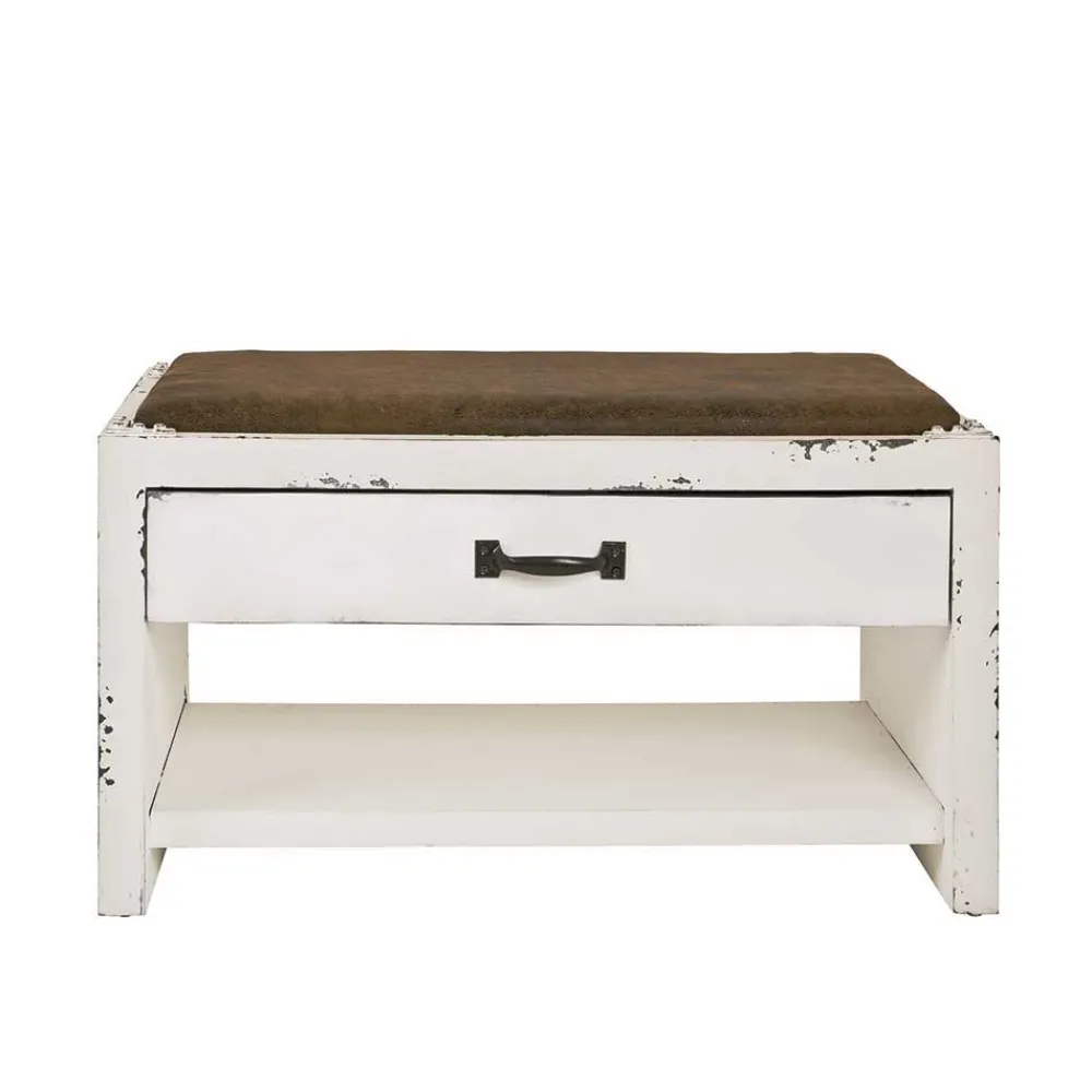 Wohnen Shabby Chic Bank in Weiß & Braun - Beat