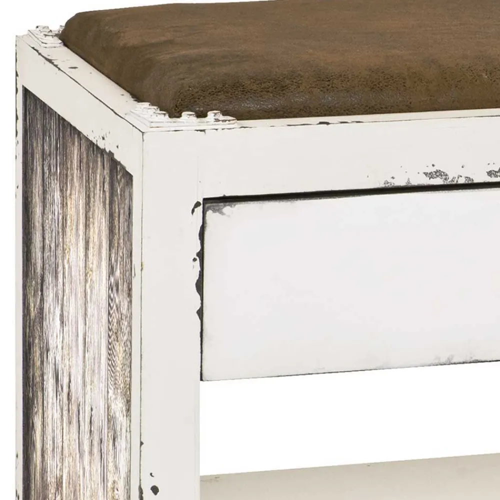 Wohnen Shabby Chic Bank in Weiß & Braun - Beat
