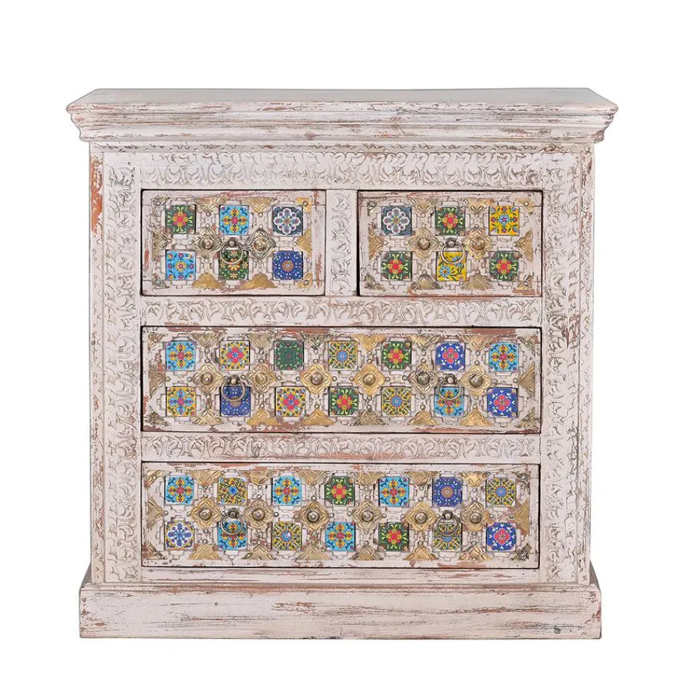 Wohnen Shabby Chic Kommode in Antikweiß - Mirell