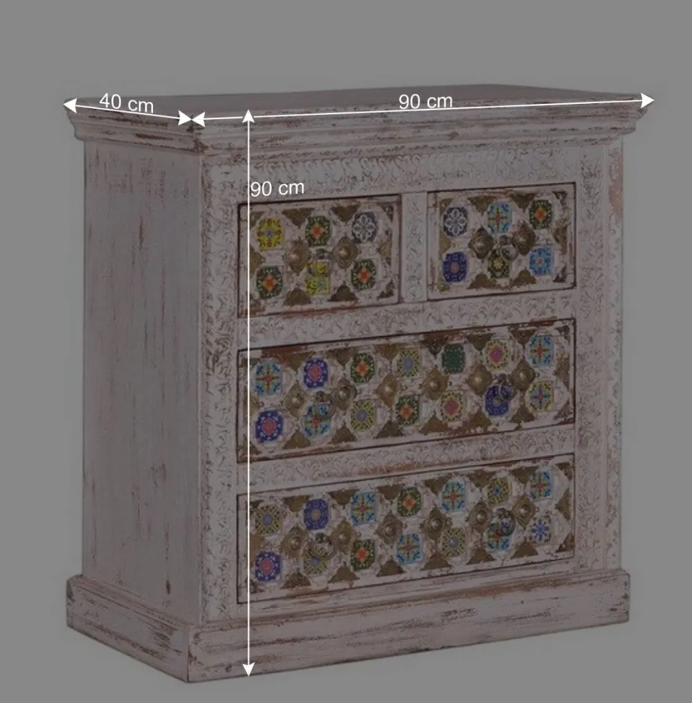 Wohnen Shabby Chic Kommode in Antikweiß - Mirell