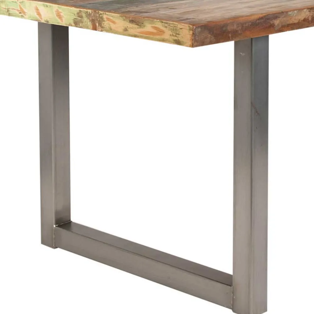 Wohnen Shabby Chic Recyclingholz Tisch Formosia mit Stahl Bügelgestell