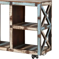 Wohnen Shabby Chic Möbel*Shabby Chic Regal auf Industry Style Metall Rädern - Folivia