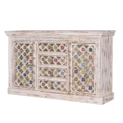 Wohnen Orientalische Möbel|Shabby Chic Möbel*Shabby Chic Sideboard in Antikweiß - Mirell