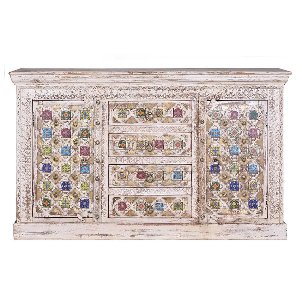 Wohnen Orientalische Möbel|Shabby Chic Möbel*Shabby Chic Sideboard in Antikweiß - Mirell