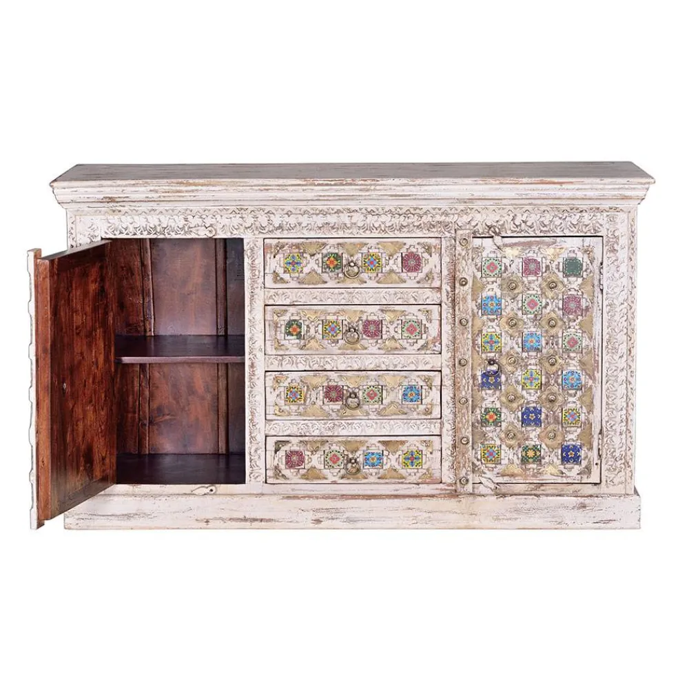 Wohnen Orientalische Möbel|Shabby Chic Möbel*Shabby Chic Sideboard in Antikweiß - Mirell