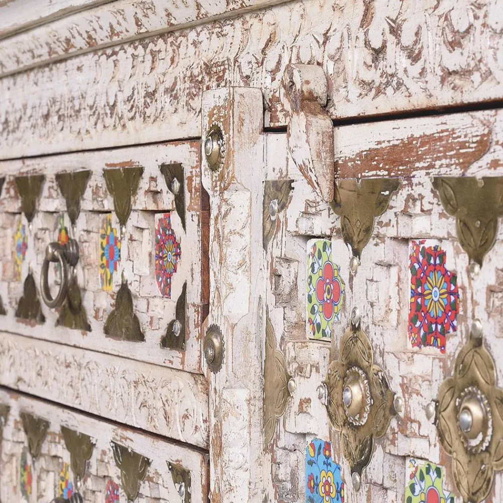 Wohnen Orientalische Möbel|Shabby Chic Möbel*Shabby Chic Sideboard in Antikweiß - Mirell