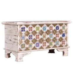 Wohnen Shabby Chic Truhe in Antikweiß - Mirell