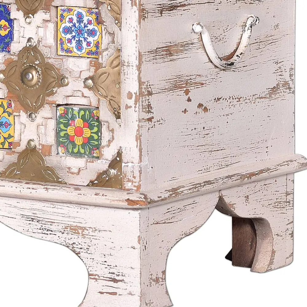 Wohnen Shabby Chic Truhe in Antikweiß - Mirell