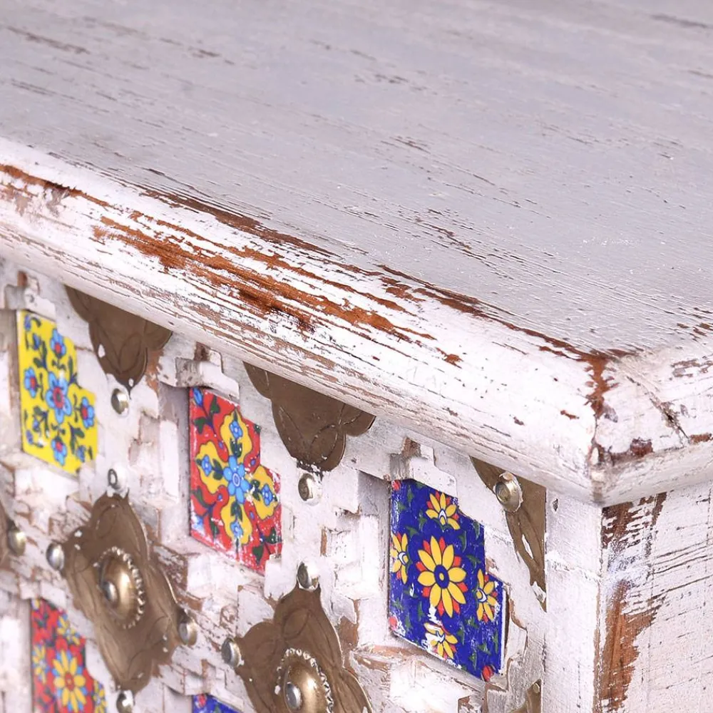 Wohnen Shabby Chic Truhe in Antikweiß - Mirell