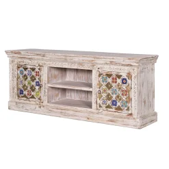 Wohnen Orientalische Möbel|Shabby Chic Möbel*Shabby Chic TV Lowboard in Antikweiß - Mirell