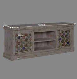 Wohnen Orientalische Möbel|Shabby Chic Möbel*Shabby Chic TV Lowboard in Antikweiß - Mirell