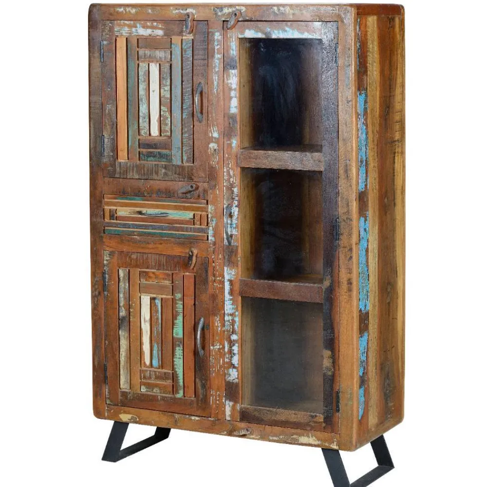 Wohnen Shabby Chic Vitrinenschrank aus Recyclingholz - Tunar