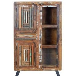 Wohnen Shabby Chic Vitrinenschrank aus Recyclingholz - Tunar