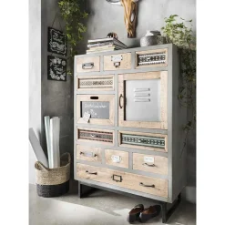Wohnen Küchenschränke|Landhausmöbel*Shabby Design Highboard aus Recyclingholz - Nuro