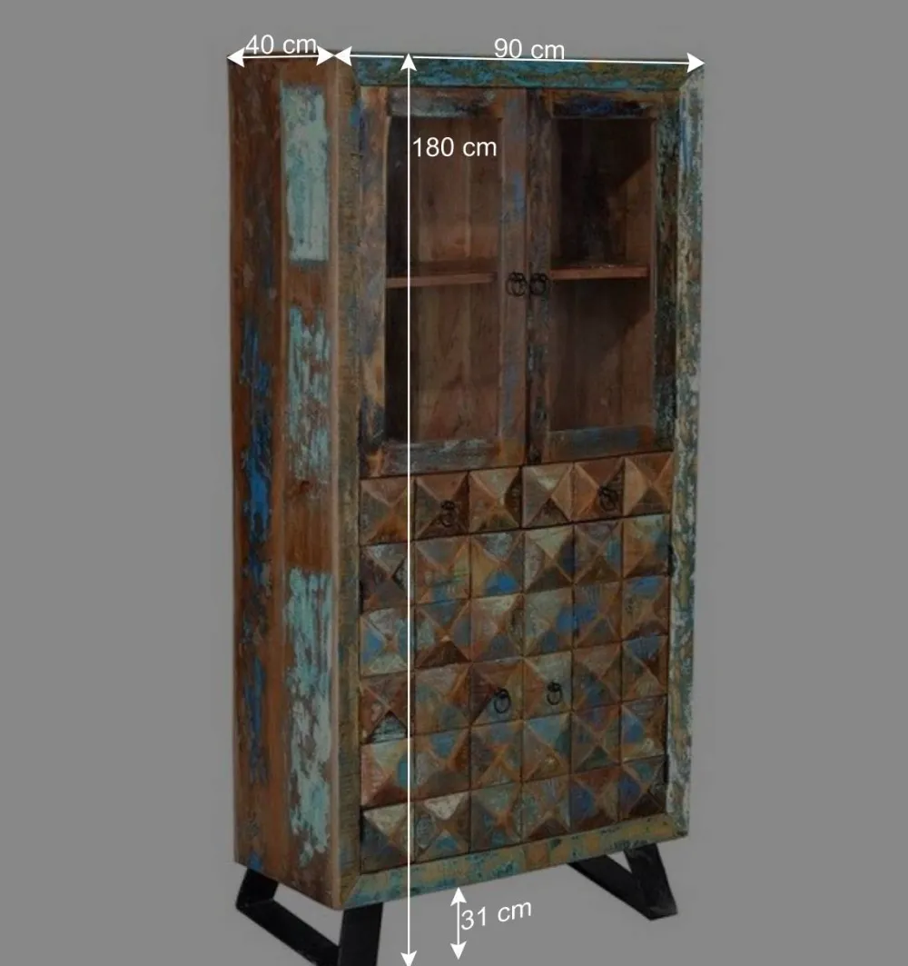 Wohnen Shabby Design Vitrine aus Recyclingholz - Zeremonia