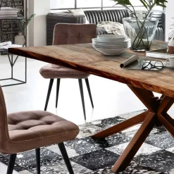 Wohnen Shabby Designtisch aus Recyclingholz Bunt - Montesa