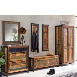 Wohnen Shabby Garderobenmöbel aus Massivholz - Ensley (sechsteilig)