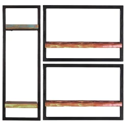 Wohnen Shabby Hängeregal Set in Bunt & Schwarz - Jamaica (dreiteilig)