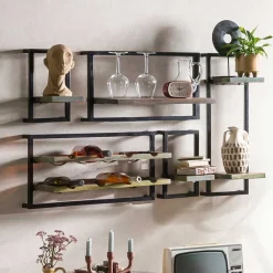 Wohnen Shabby Chic Möbel*Shabby Hängeregale inkl Flaschenregal - Jamaica (fünfteilig)