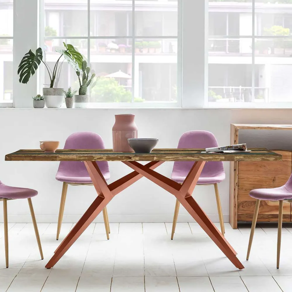 Wohnen Shabby Tisch aus buntem Recyclingholz - Konrad