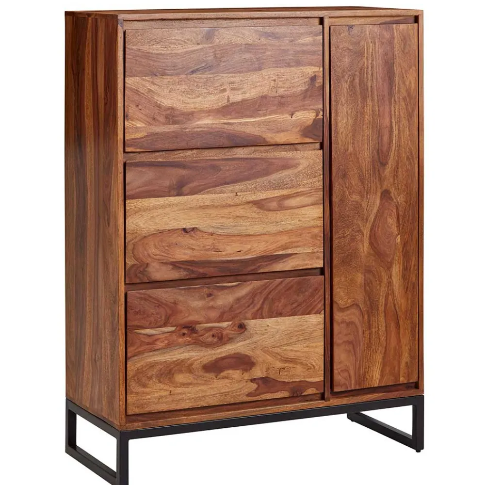 Wohnen Sheesham Schuhschrank mit Bügelgestell - Elmin