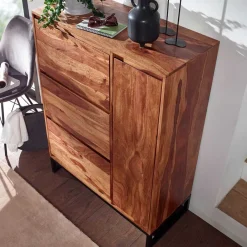 Wohnen Sheesham Schuhschrank mit Bügelgestell - Elmin