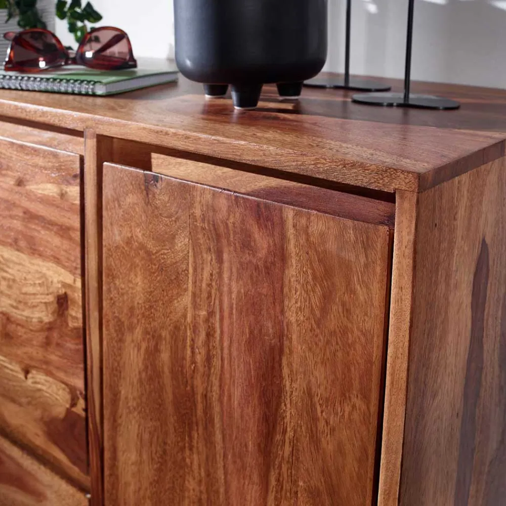 Wohnen Sheesham Schuhschrank mit Bügelgestell - Elmin