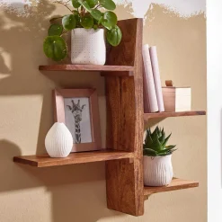 Wohnen Sheesham Wandregal mit vier Böden - Elmin