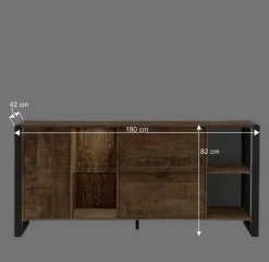 Wohnen Küchenschränke|Sideboards*Sideboard aus Recyclingholz Mango & Metall - Acira