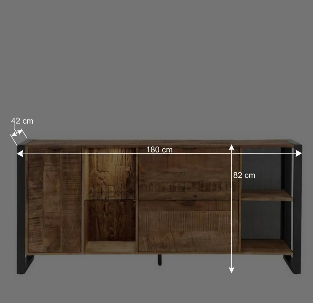 Wohnen Küchenschränke|Sideboards*Sideboard aus Recyclingholz Mango & Metall - Acira