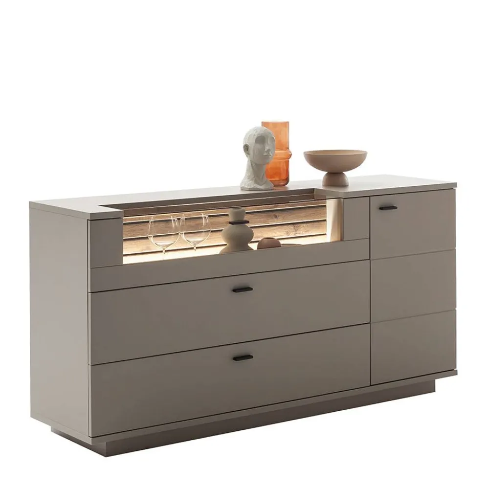 Wohnen Sideboard in Grau mit Wildeiche - Teorina
