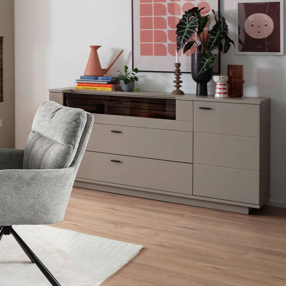 Wohnen Sideboard in Grau mit Wildeiche - Teorina