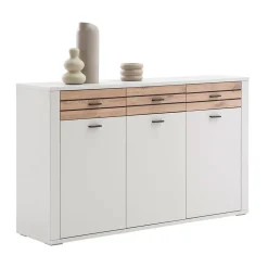 Wohnen Sideboard in Lichtgrau mit Wildeiche - Ballina