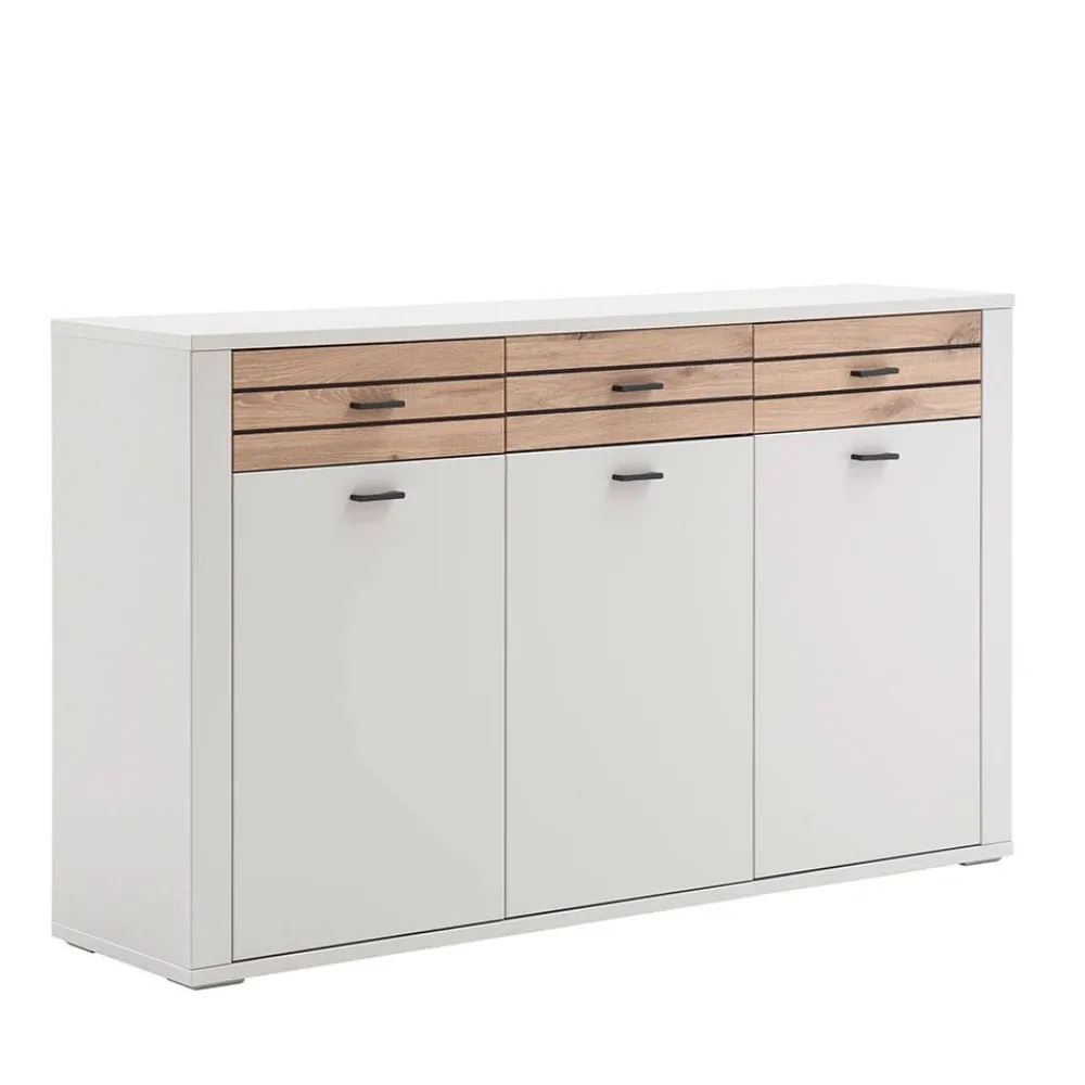 Wohnen Sideboard in Lichtgrau mit Wildeiche - Ballina