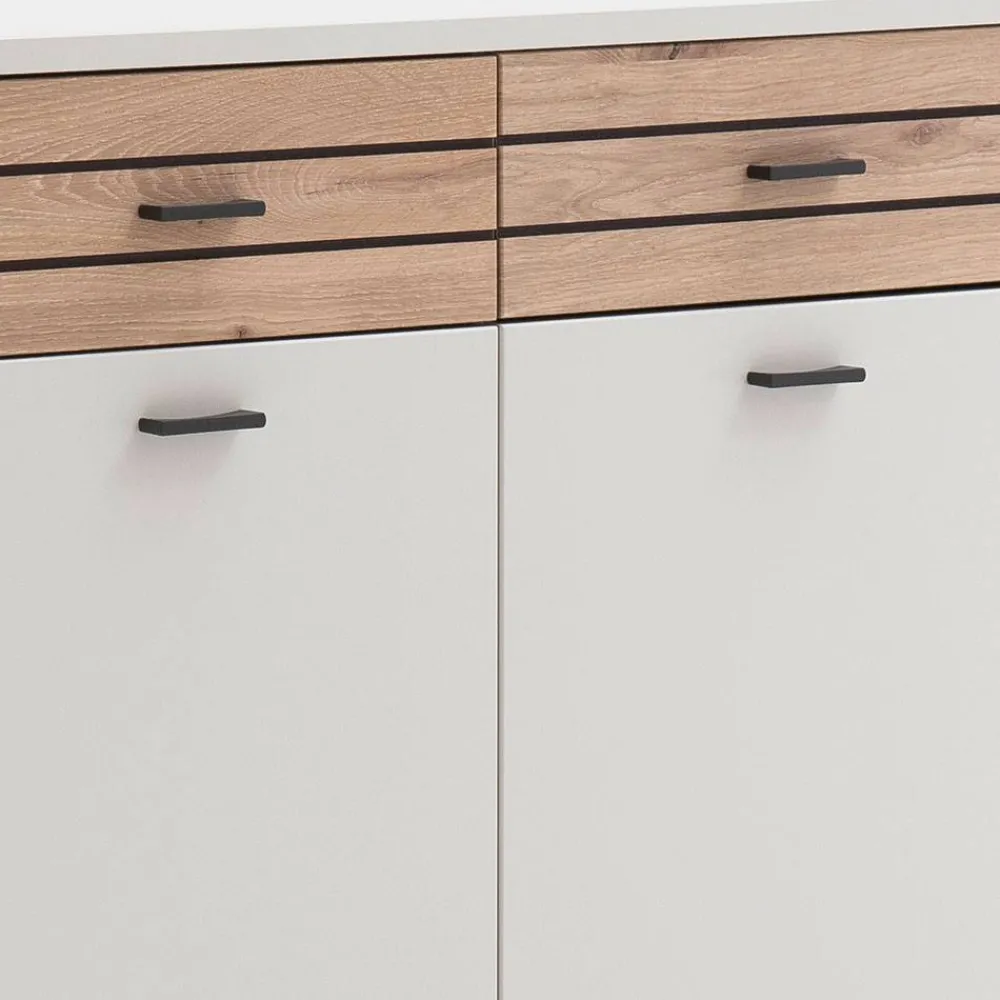Wohnen Sideboard in Lichtgrau mit Wildeiche - Ballina
