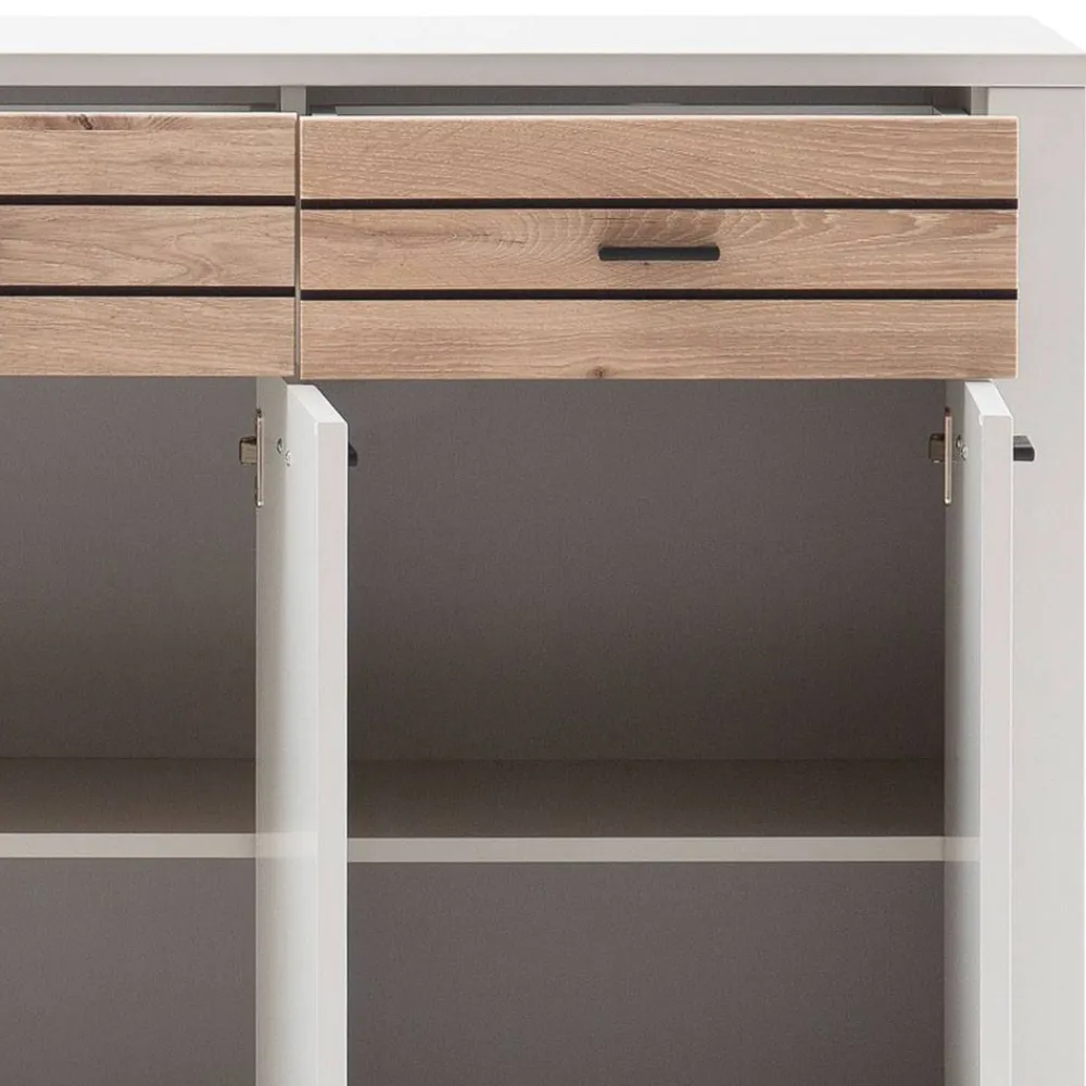 Wohnen Sideboard in Lichtgrau mit Wildeiche - Ballina