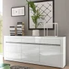 Wohnen Sideboard mit 3 gedämpften Türen Mextra in Weiß Hochglanz